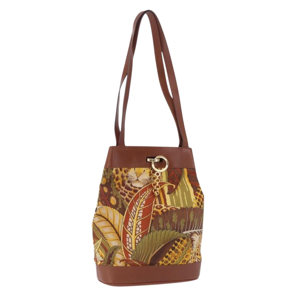 Salvatore Ferragamo Shoulder Bag Canvas Brown Gold Auth 196607