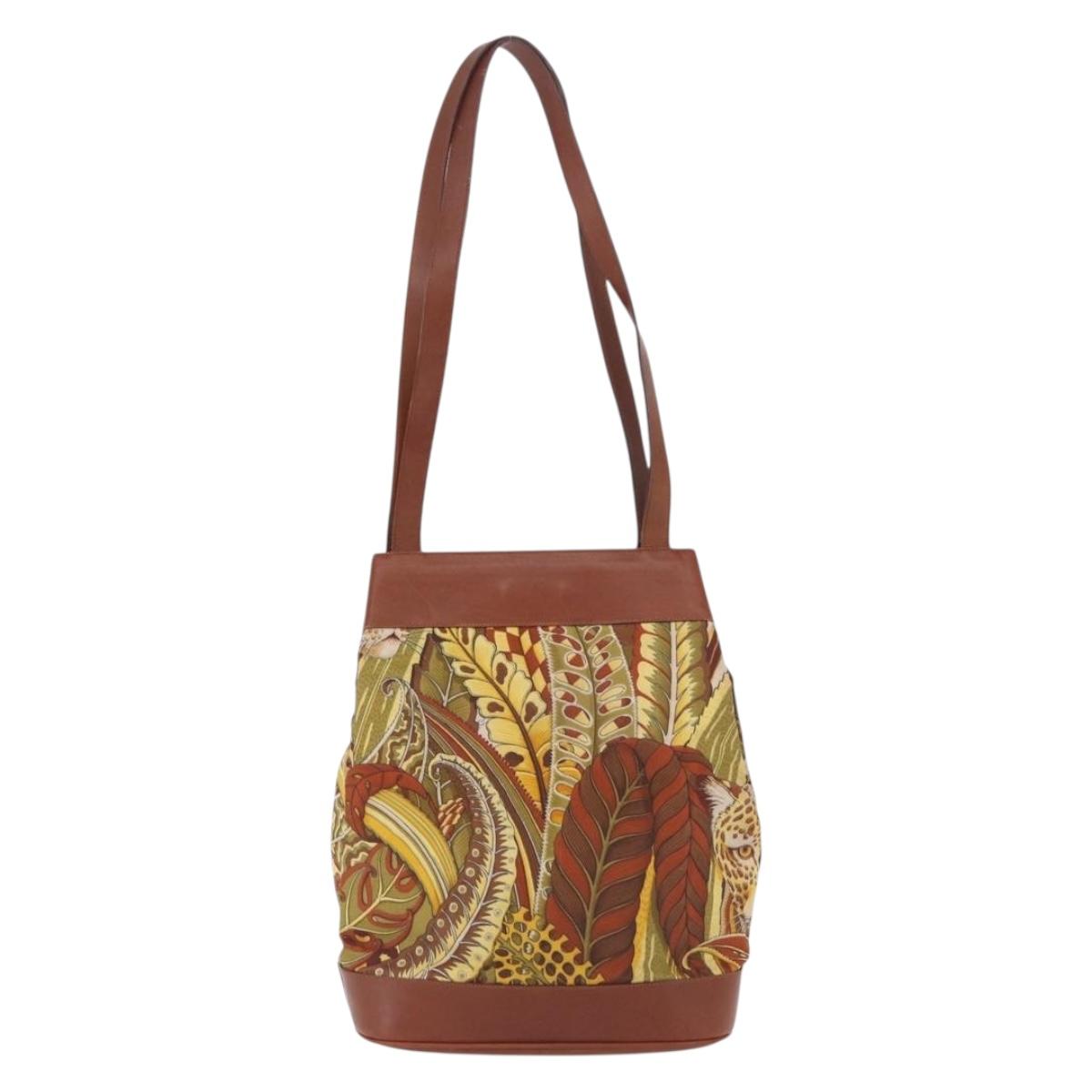 Salvatore Ferragamo Shoulder Bag Canvas Brown Gold Auth 196607