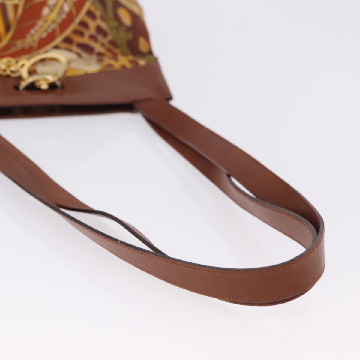 Salvatore Ferragamo Shoulder Bag Canvas Brown Gold Auth 196607