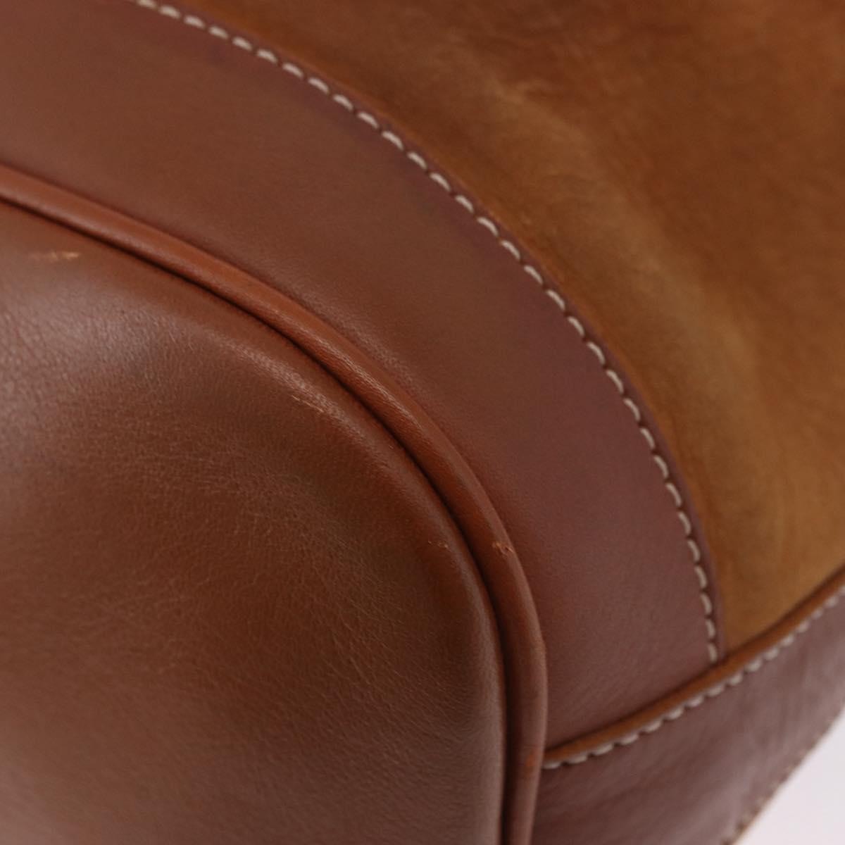 Burberrys Shoulder Bag Leather Suede Brown Gold Auth 196612A