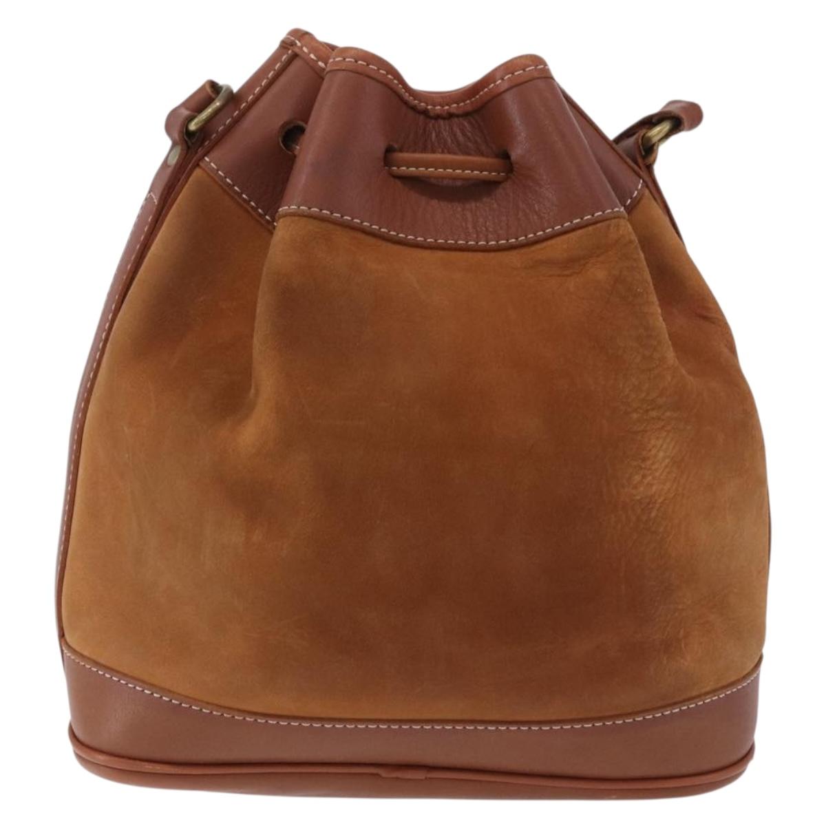 Burberrys Shoulder Bag Leather Suede Brown Gold Auth 196612A