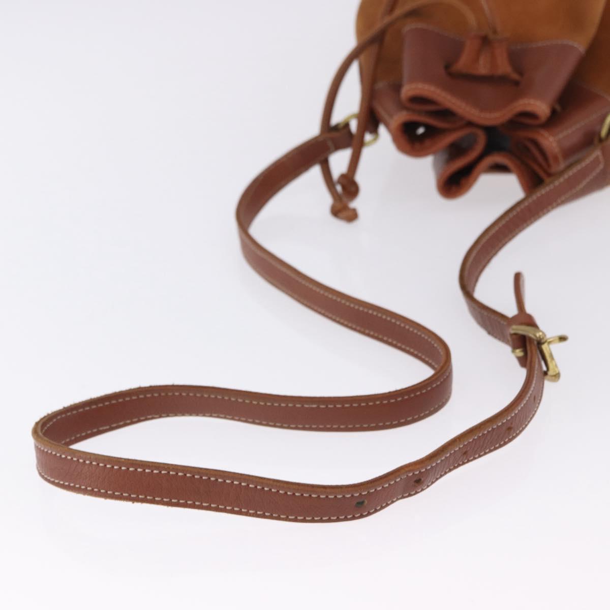 Burberrys Shoulder Bag Leather Suede Brown Gold Auth 196612A