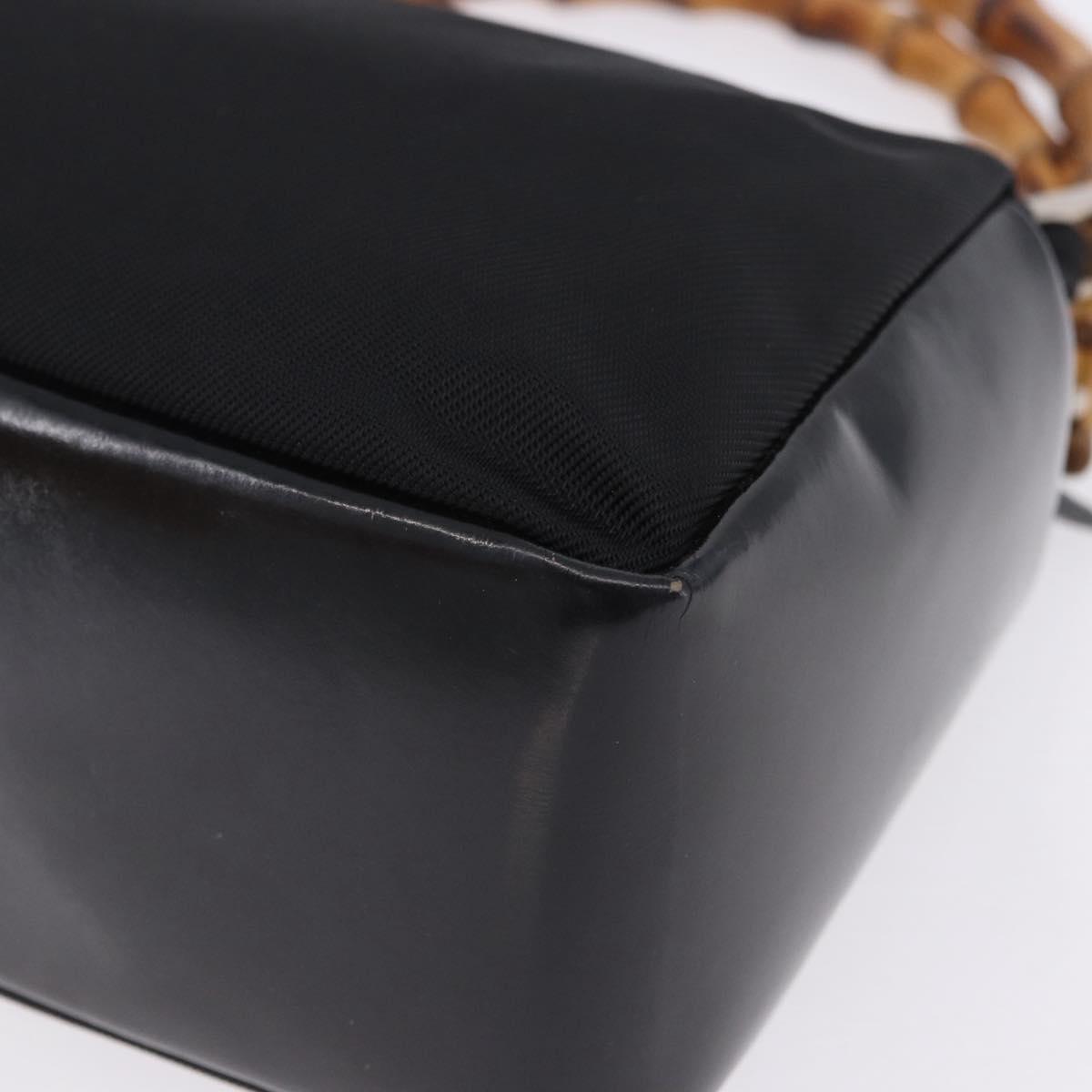 GUCCI Bamboo Hand Bag Canvas Black Silver 000 2865 0575 Auth 196615