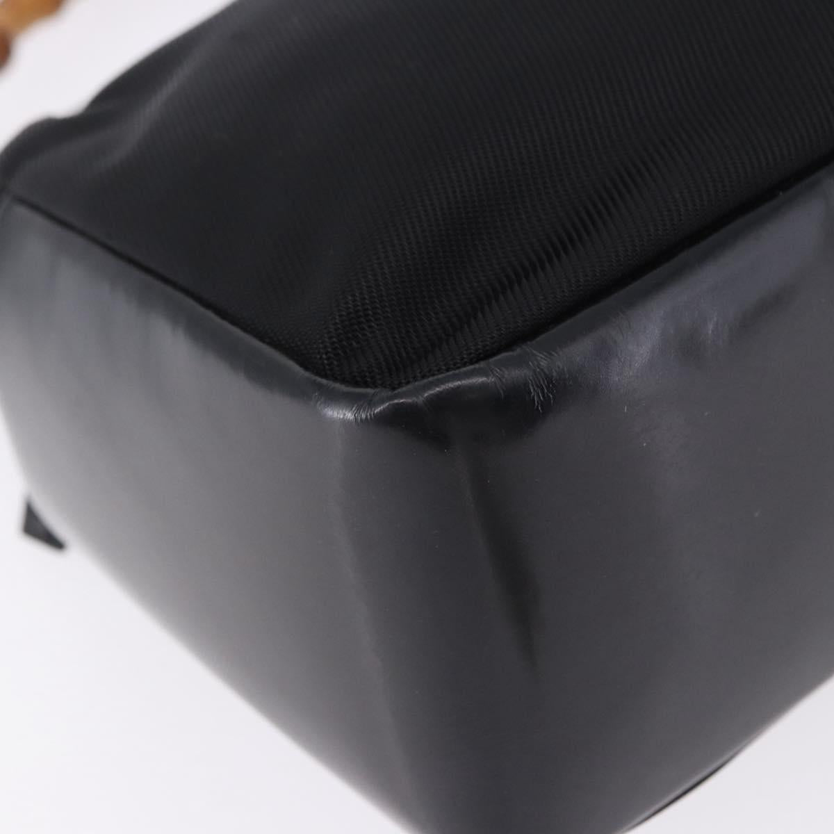 GUCCI Bamboo Hand Bag Canvas Black Silver 000 2865 0575 Auth 196615