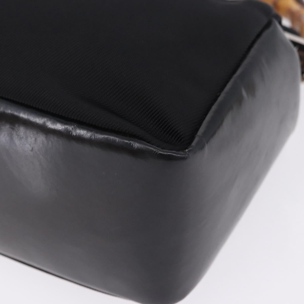 GUCCI Bamboo Hand Bag Canvas Black Silver 000 2865 0575 Auth 196615