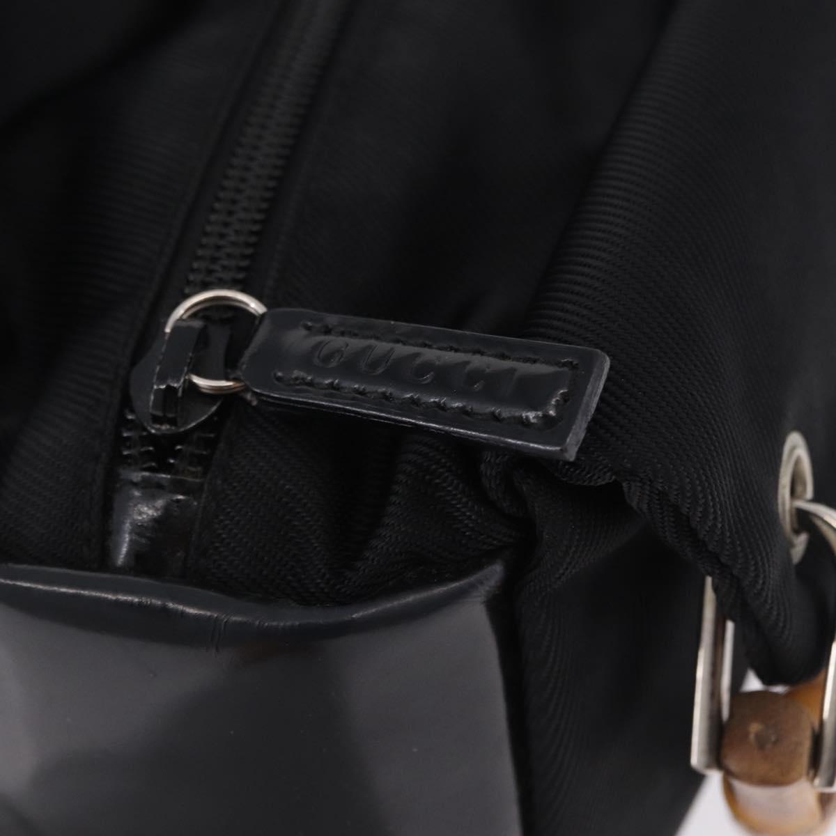 GUCCI Bamboo Hand Bag Canvas Black Silver 000 2865 0575 Auth 196615