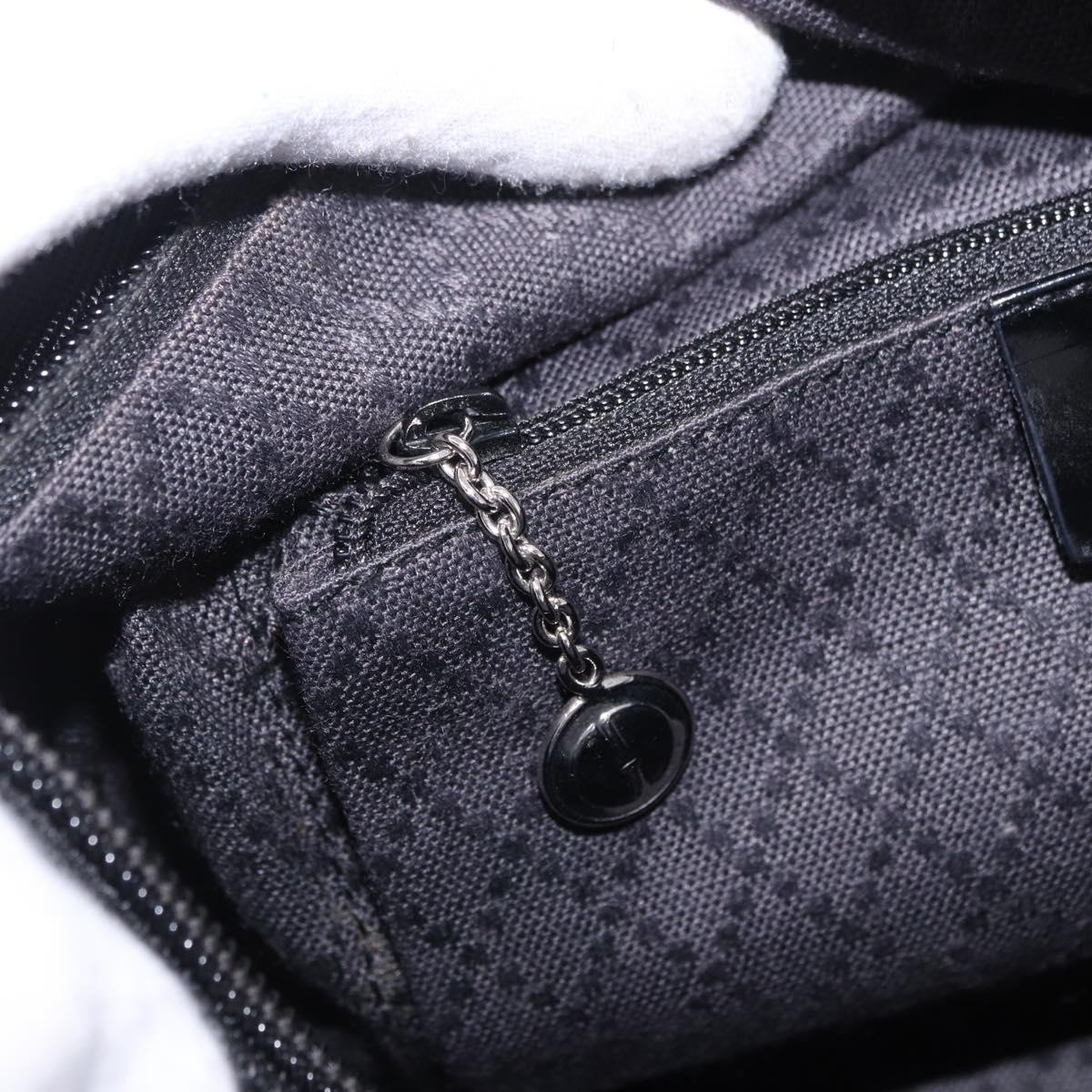 GUCCI Bamboo Hand Bag Canvas Black Silver 000 2865 0575 Auth 196615