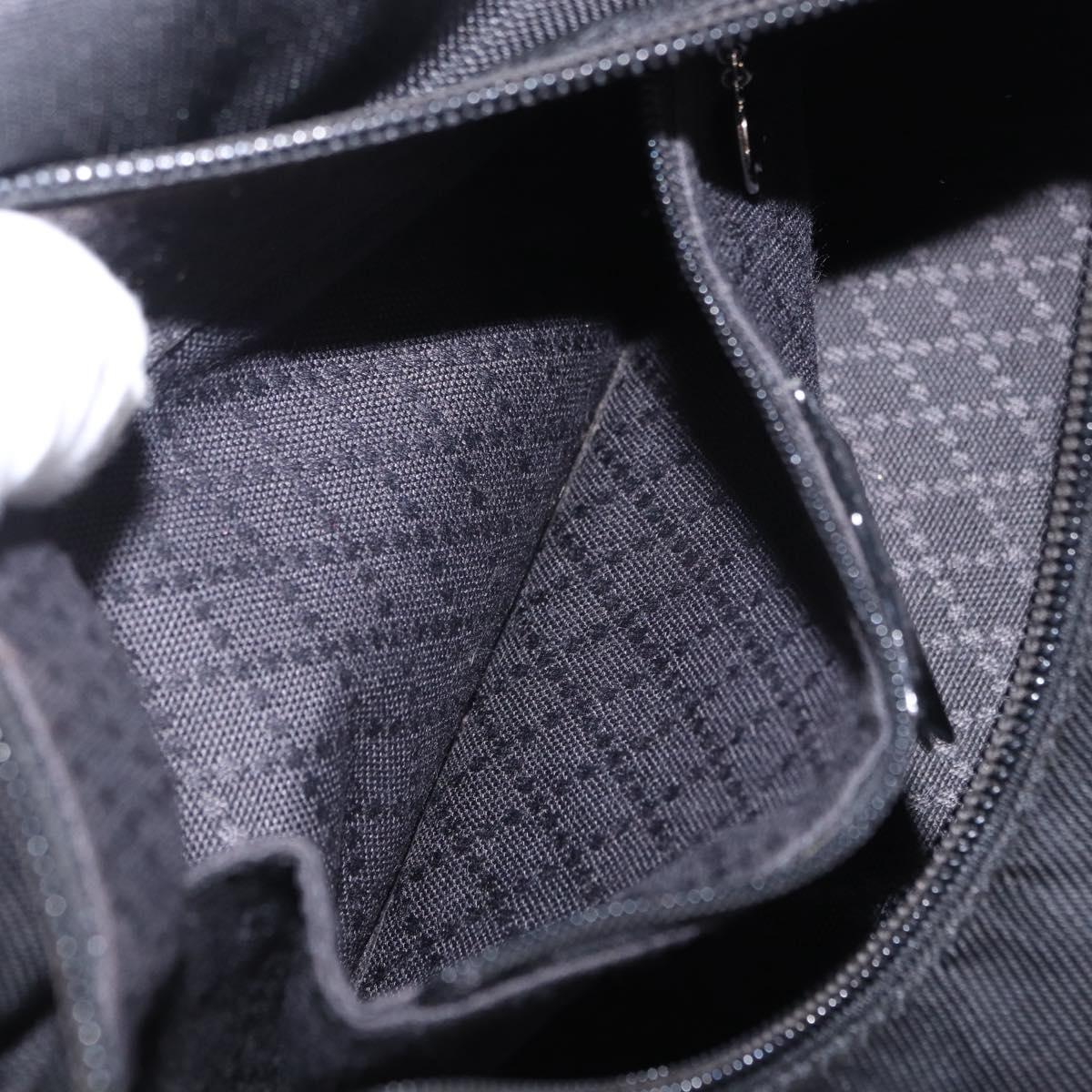 GUCCI Bamboo Hand Bag Canvas Black Silver 000 2865 0575 Auth 196615