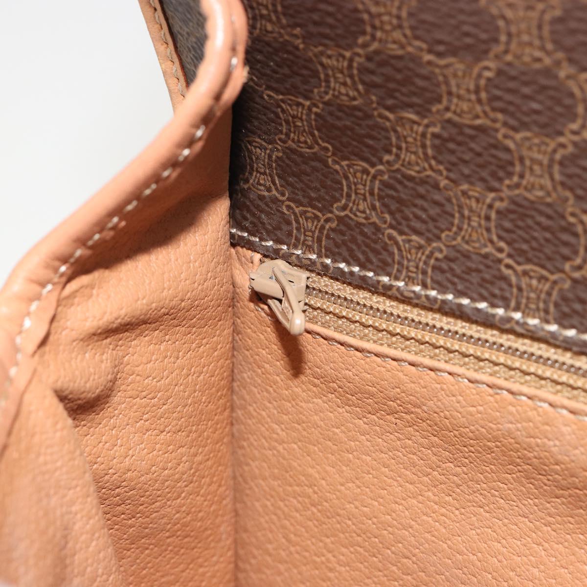 CELINE Macadam Canvas Shoulder Bag PVC Leather Brown Gold Auth 196617