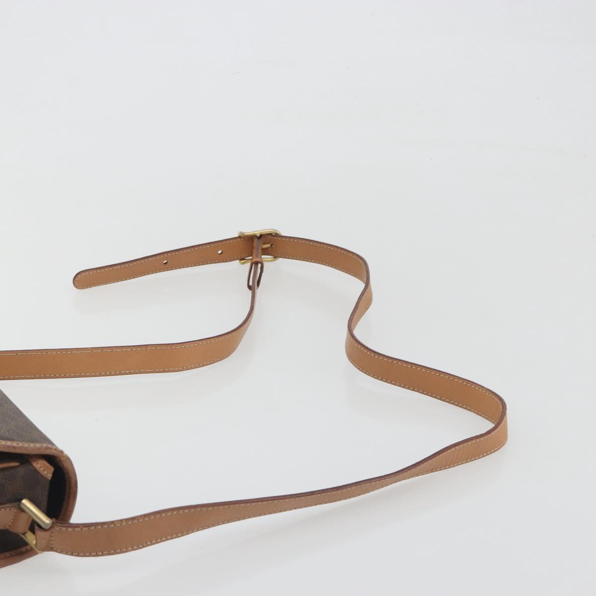 CELINE Macadam Canvas Shoulder Bag PVC Leather Brown Gold Auth 196617