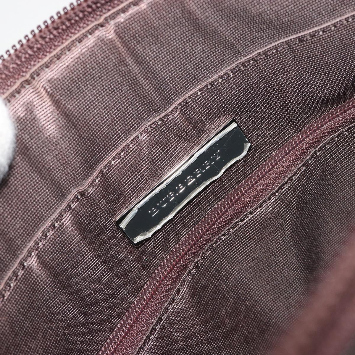 BURBERRY Nova Check Hand Bag Canvas Beige Silver Auth 196618A