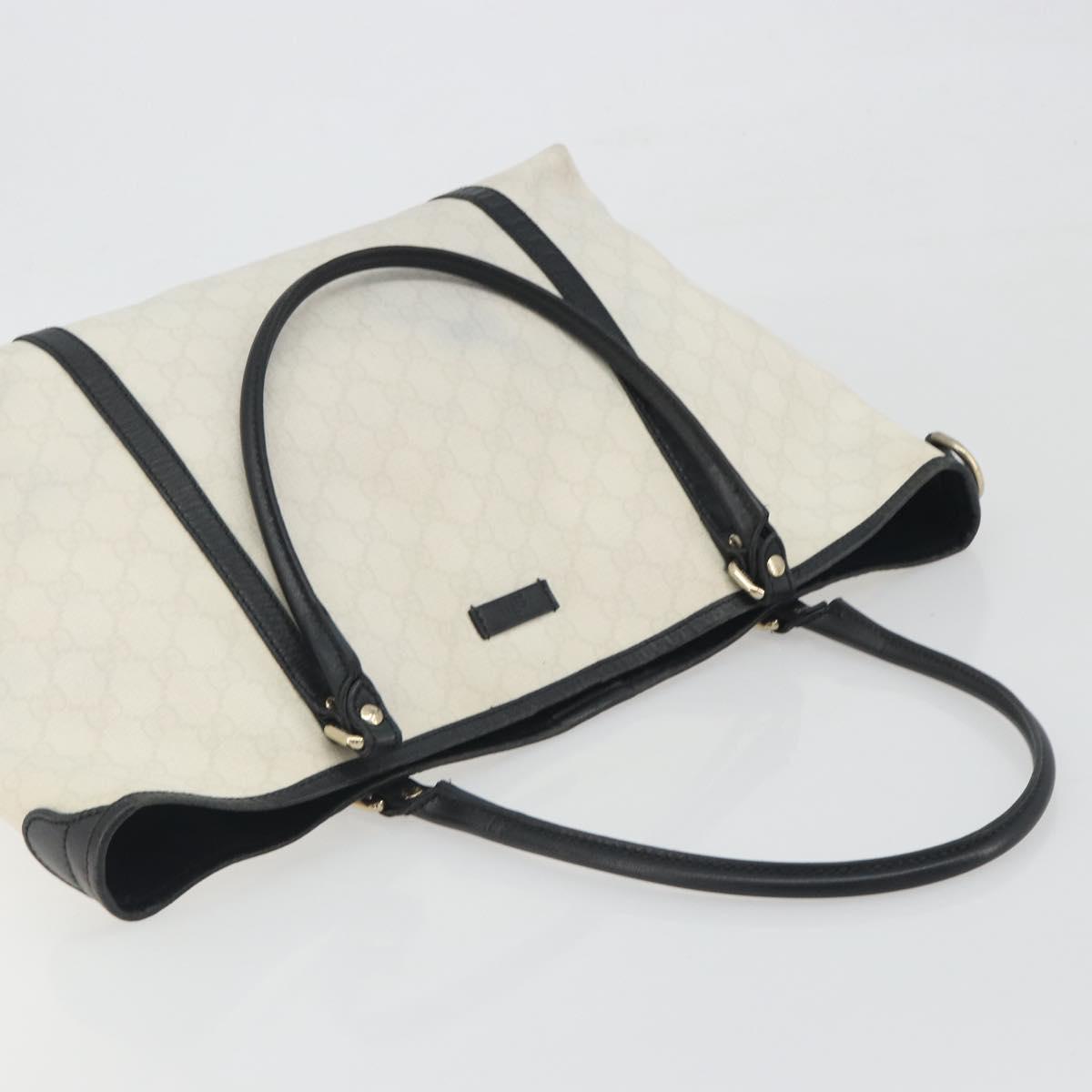 GUCCI GG Supreme Tote Bag PVC White Gold 197953 Auth 196619