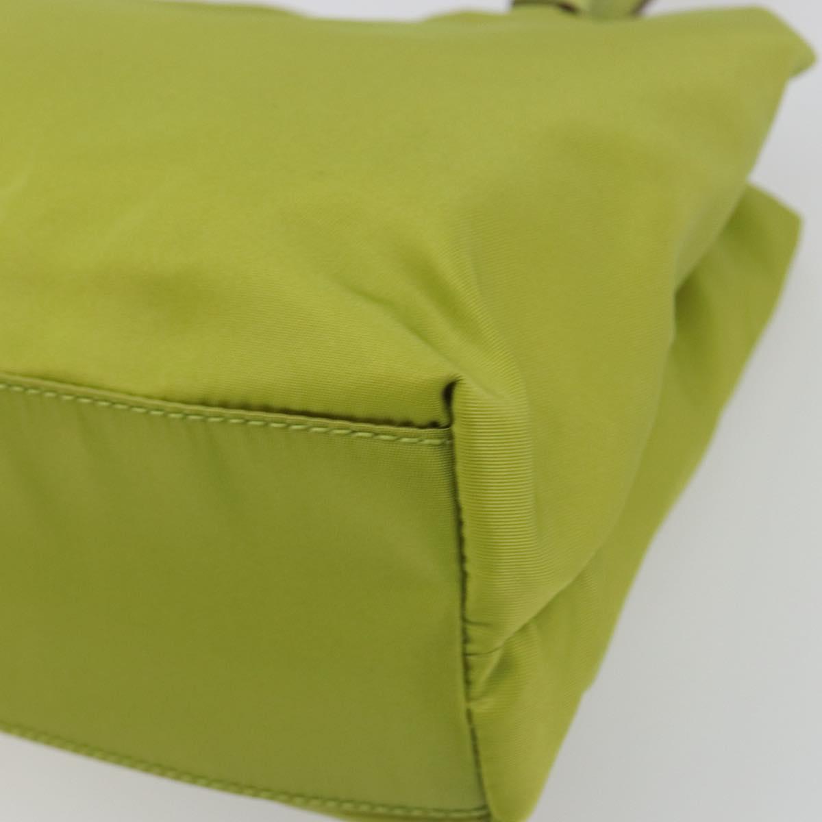 PRADA Hand Bag Nylon Green Gold Auth 196620V