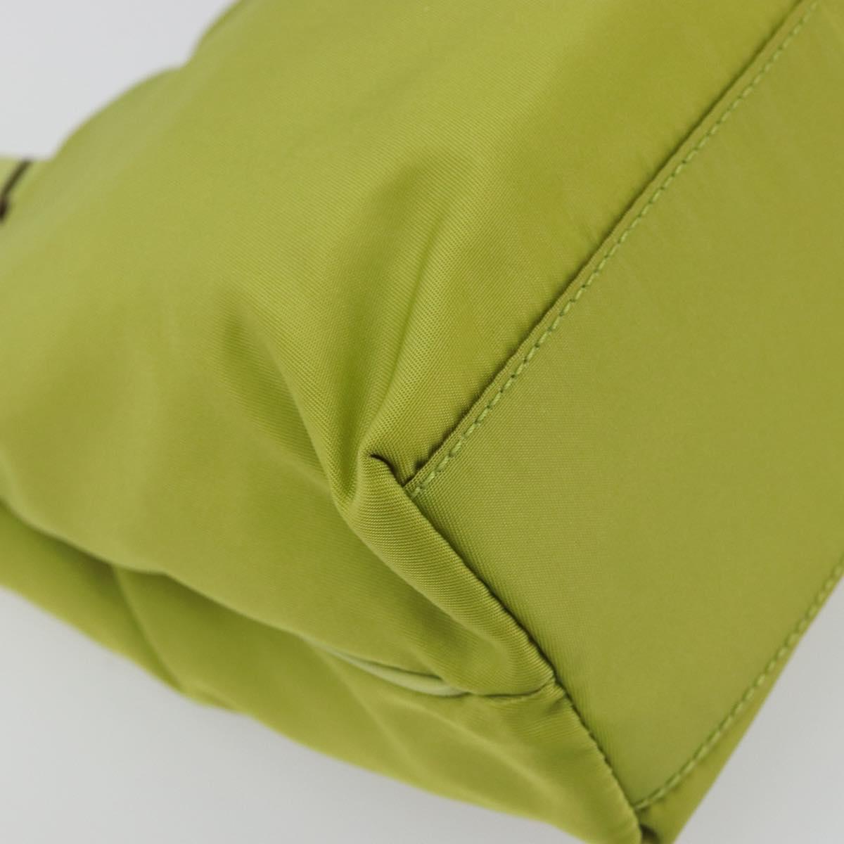 PRADA Hand Bag Nylon Green Gold Auth 196620V