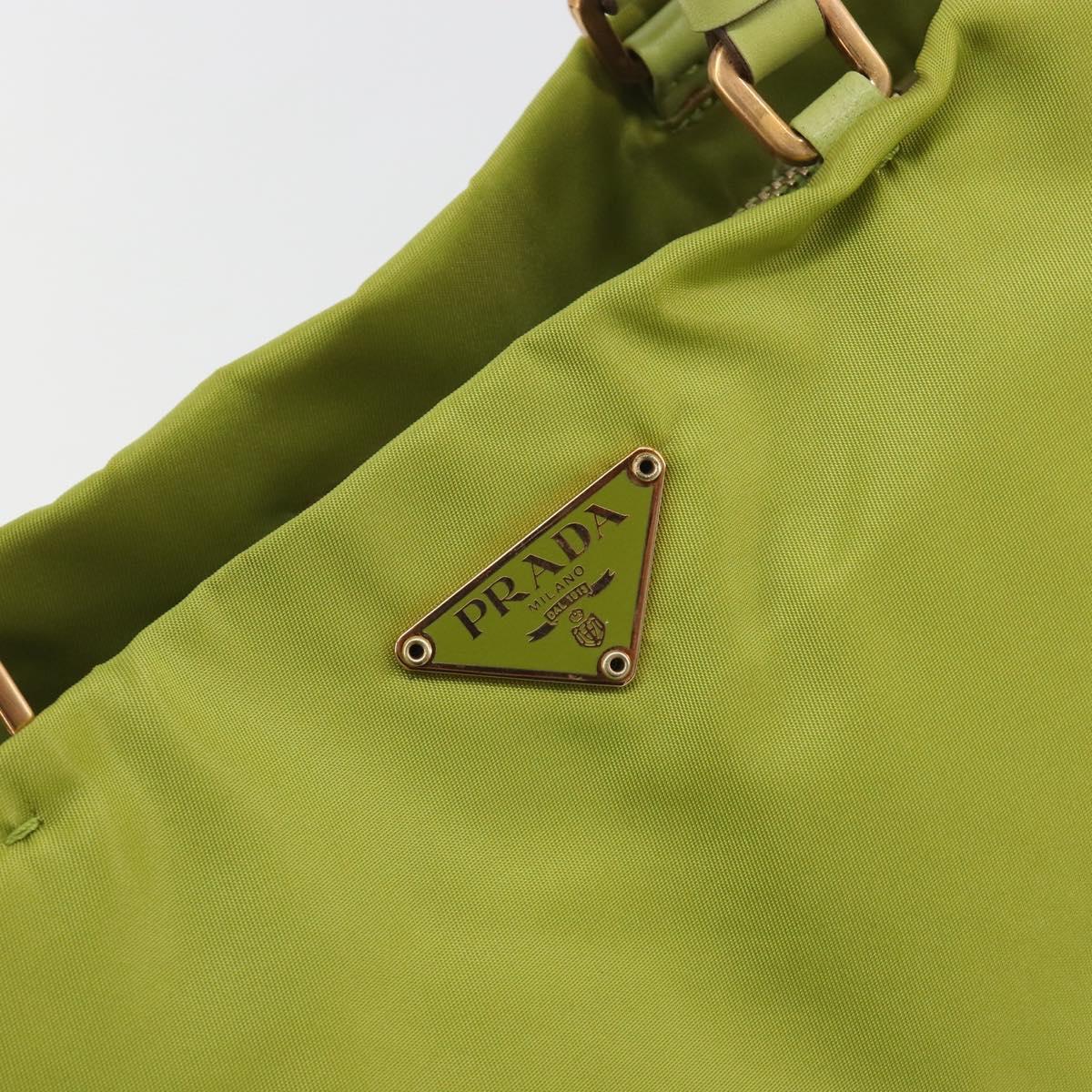 PRADA Hand Bag Nylon Green Gold Auth 196620V