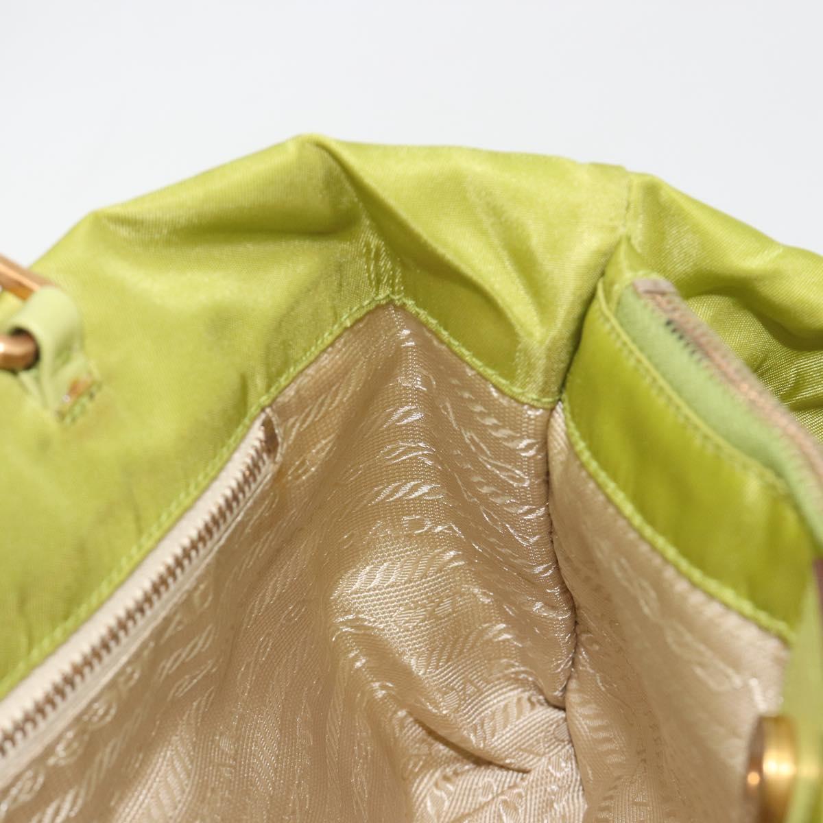 PRADA Hand Bag Nylon Green Gold Auth 196620V