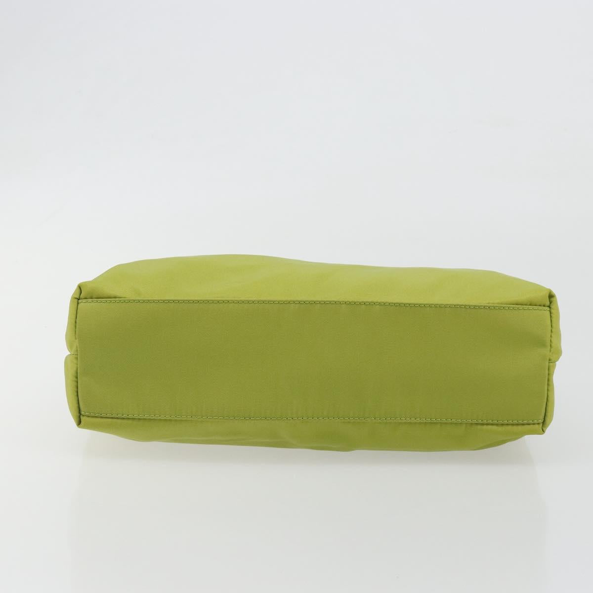 PRADA Hand Bag Nylon Green Gold Auth 196620V