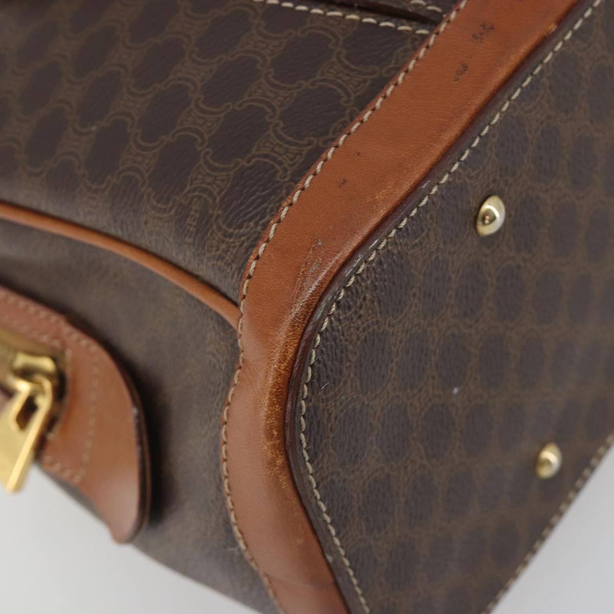 CELINE Macadam Canvas Hand Bag PVC Leather Brown Gold Auth 196621A