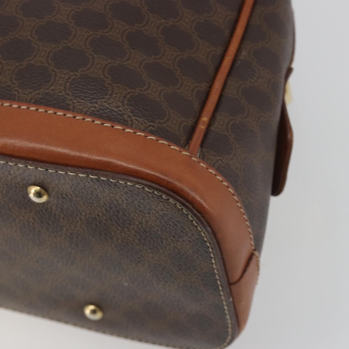 CELINE Macadam Canvas Hand Bag PVC Leather Brown Gold Auth 196621A