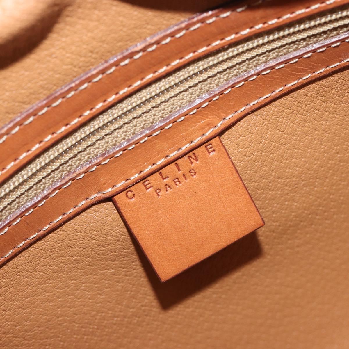 CELINE Macadam Canvas Hand Bag PVC Leather Brown Gold Auth 196621A