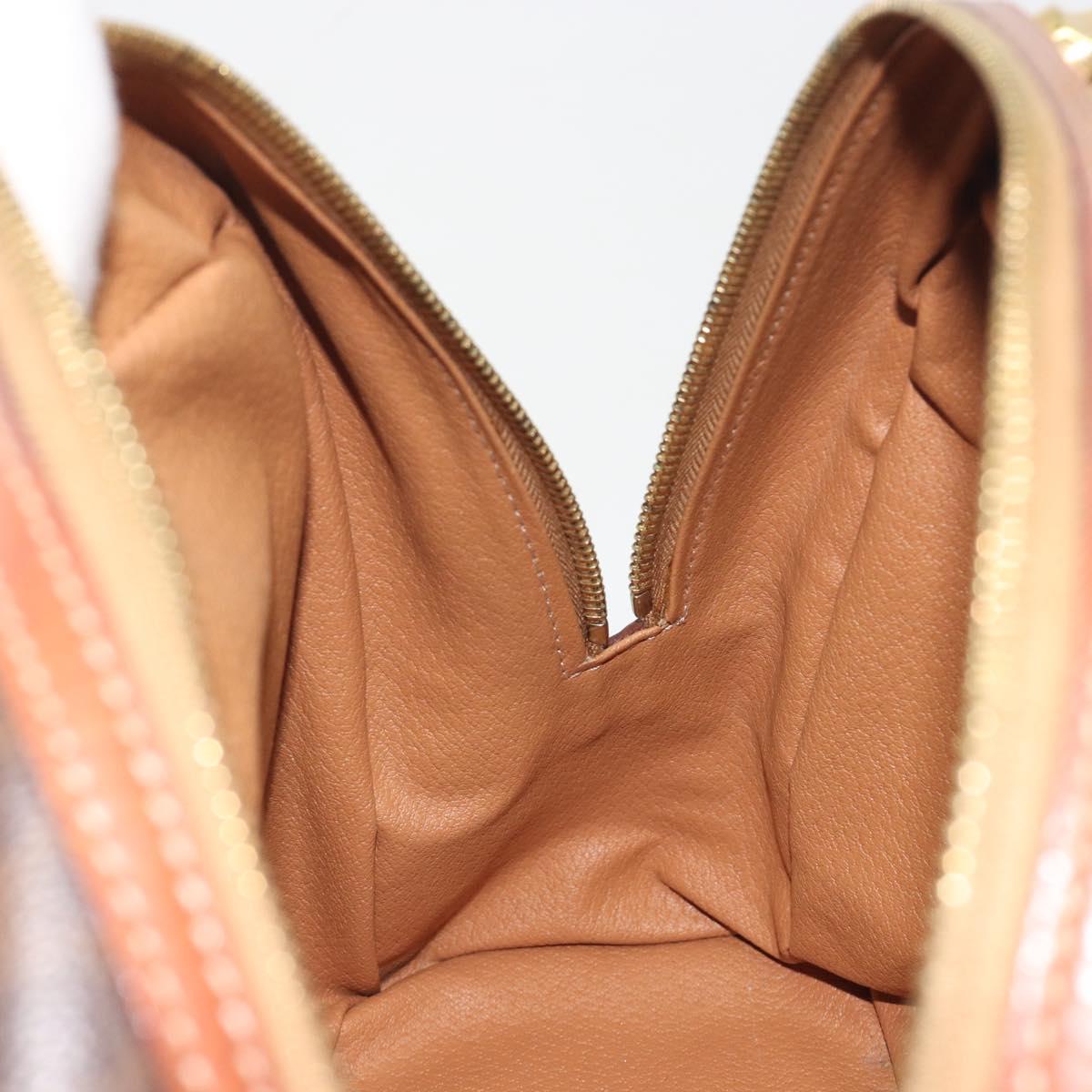 CELINE Macadam Canvas Hand Bag PVC Leather Brown Gold Auth 196621A