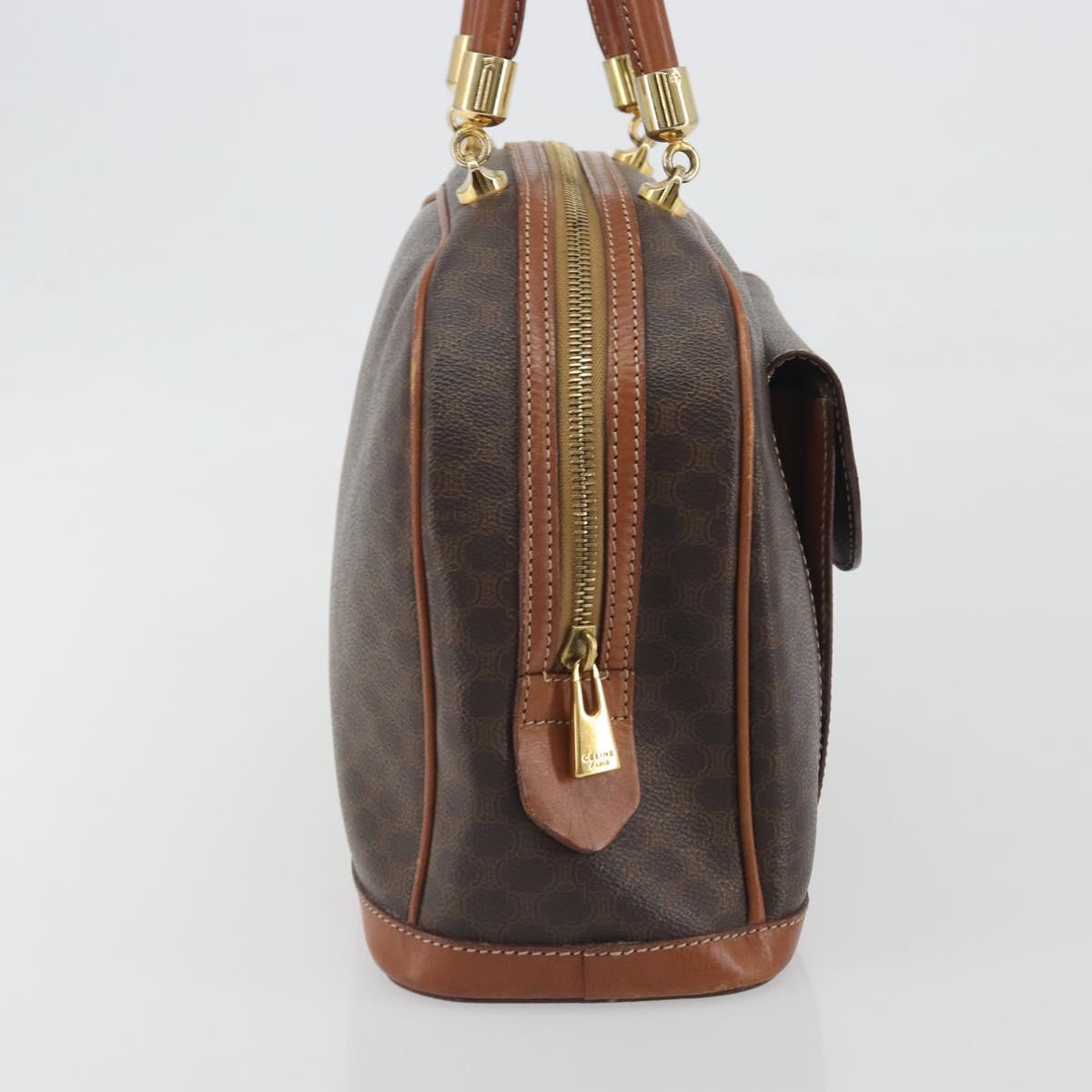 CELINE Macadam Canvas Hand Bag PVC Leather Brown Gold Auth 196621A