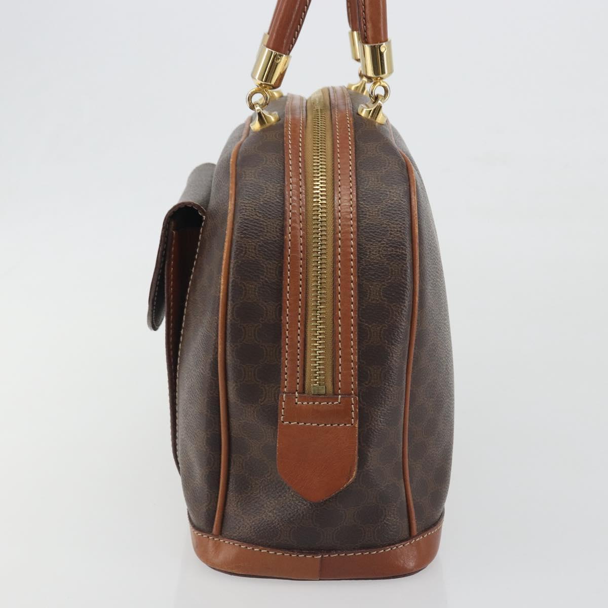 CELINE Macadam Canvas Hand Bag PVC Leather Brown Gold Auth 196621A