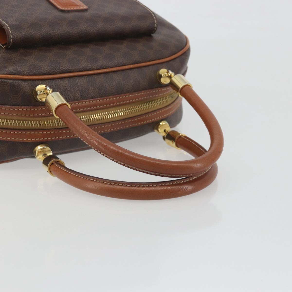 CELINE Macadam Canvas Hand Bag PVC Leather Brown Gold Auth 196621A