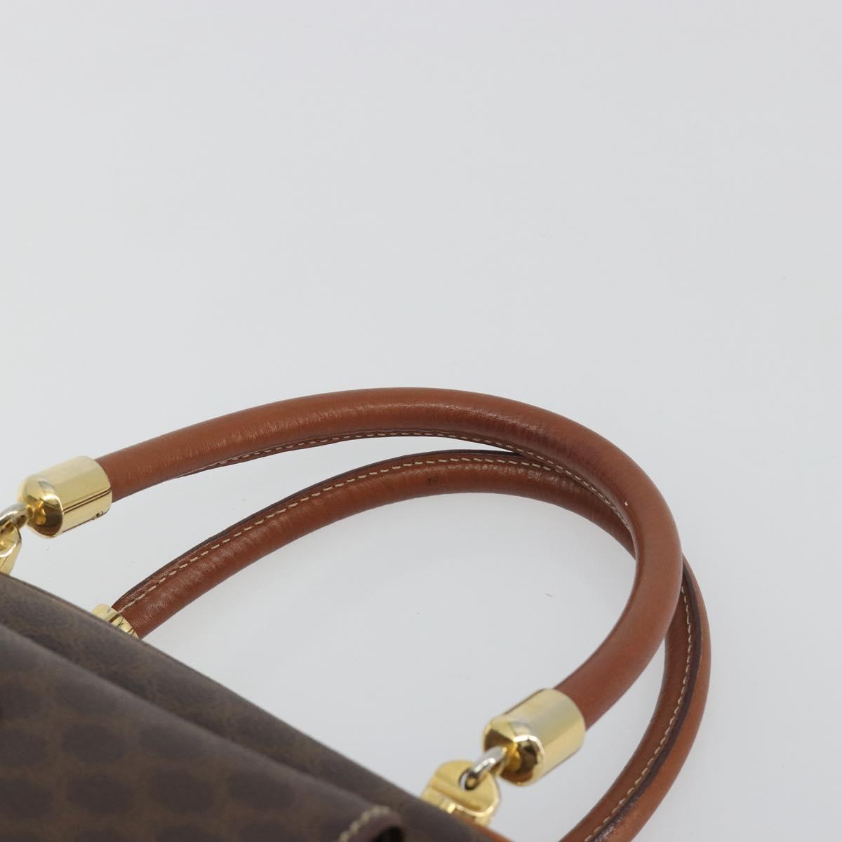 CELINE Macadam Canvas Hand Bag PVC Leather Brown Gold Auth 196621A