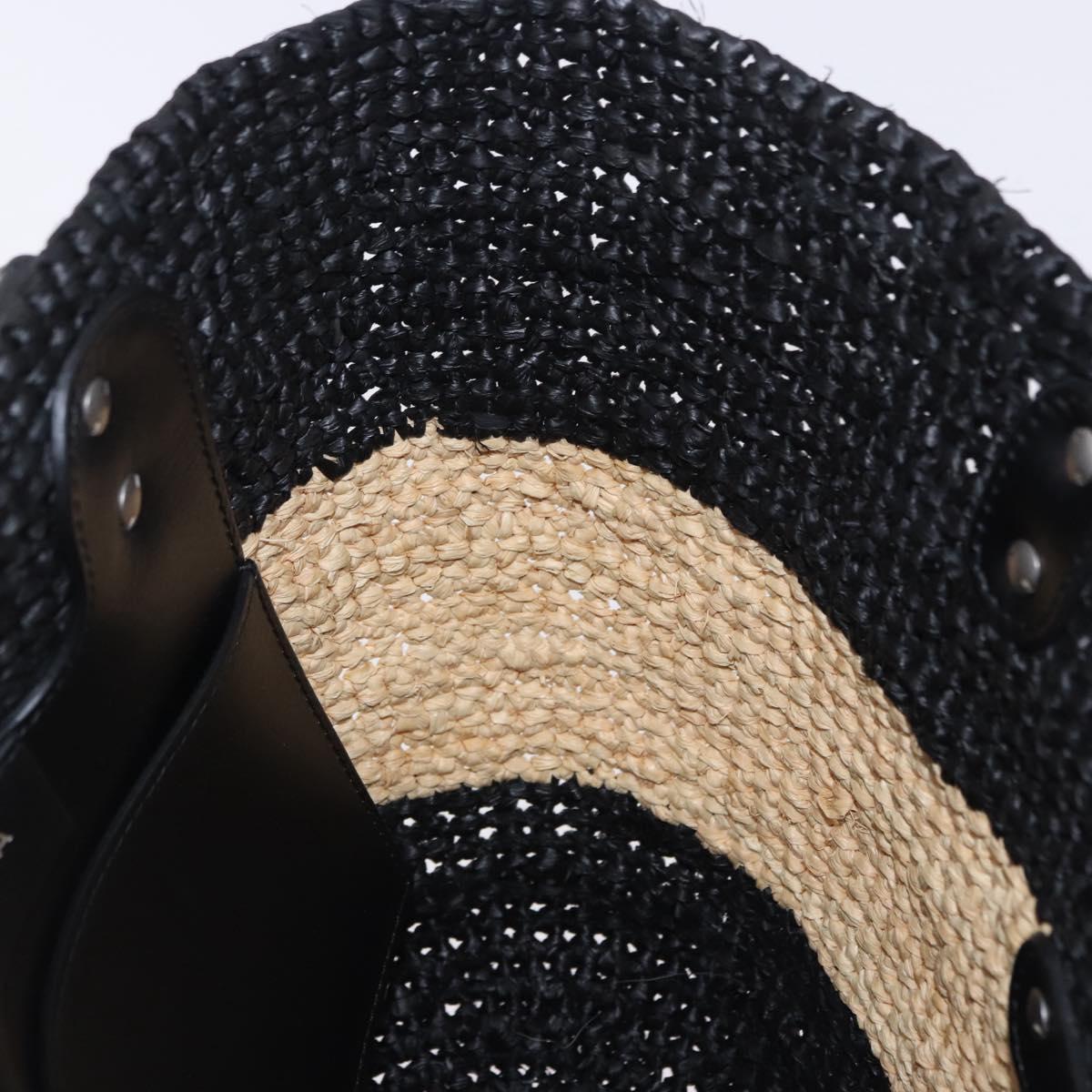 BALENCIAGA Pannier XS Hand Bag Raffia Black Silver 466498 Auth 196622A