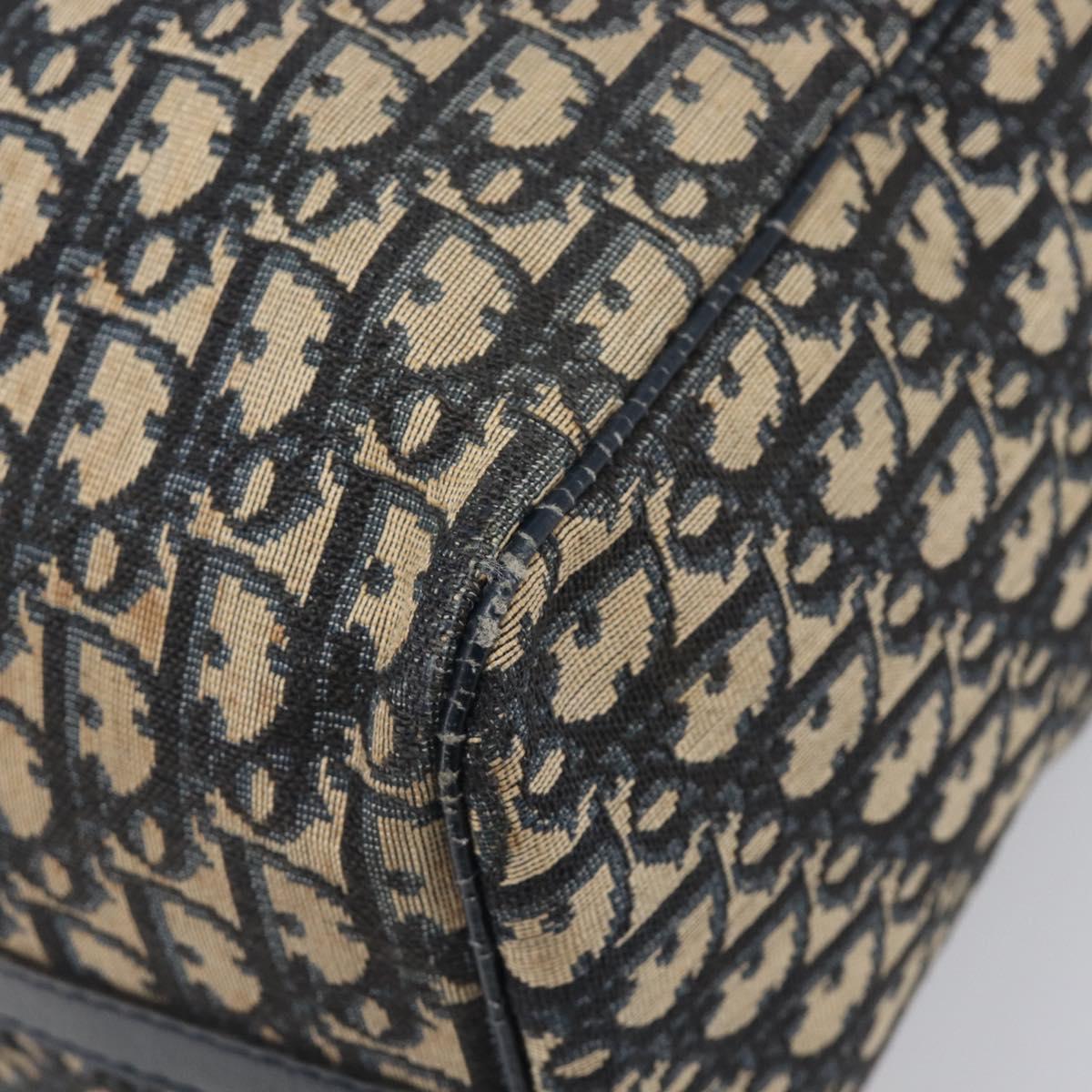 Christian Dior Trotter Canvas Boston Bag Navy Silver Auth 196623