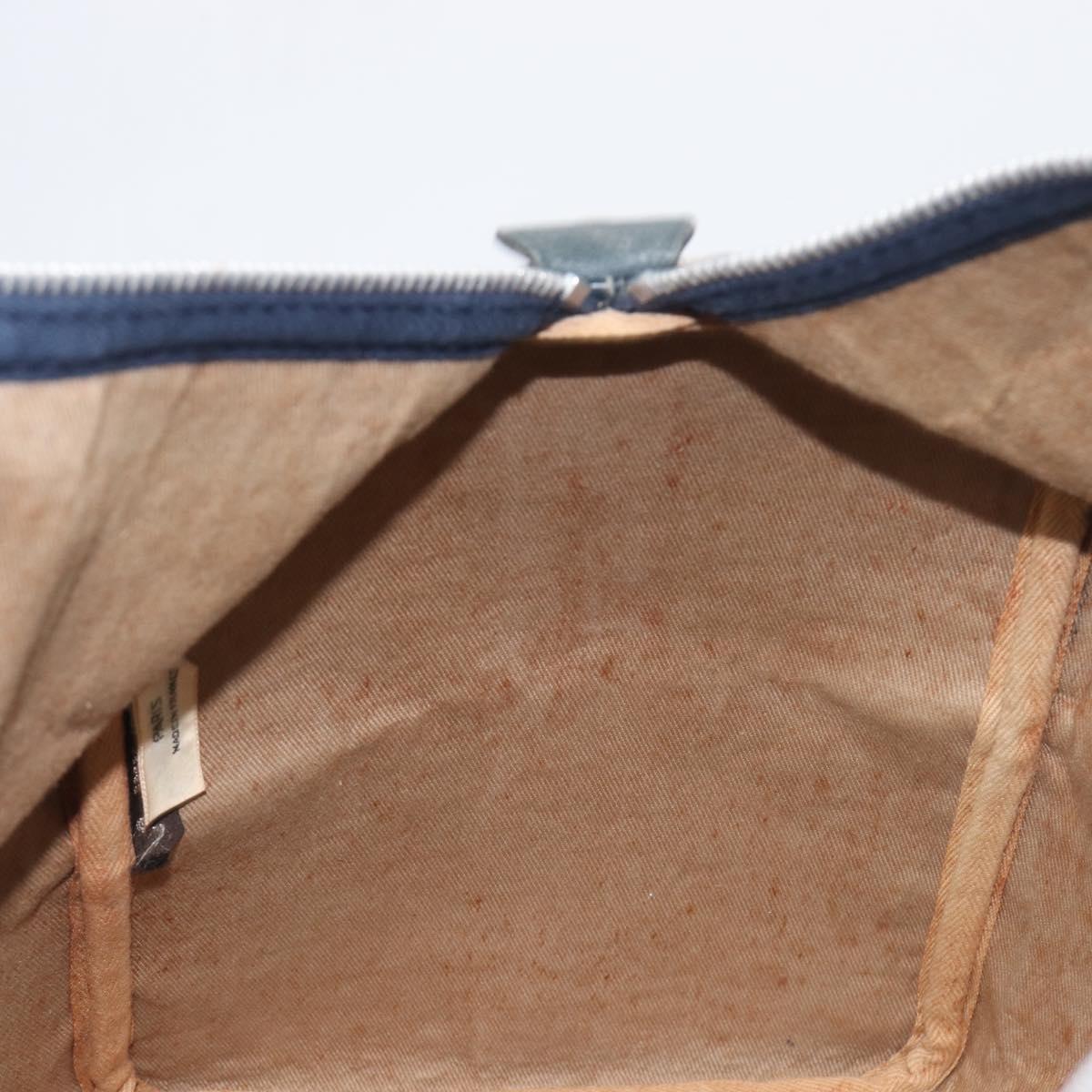 Christian Dior Trotter Canvas Boston Bag Navy Silver Auth 196623