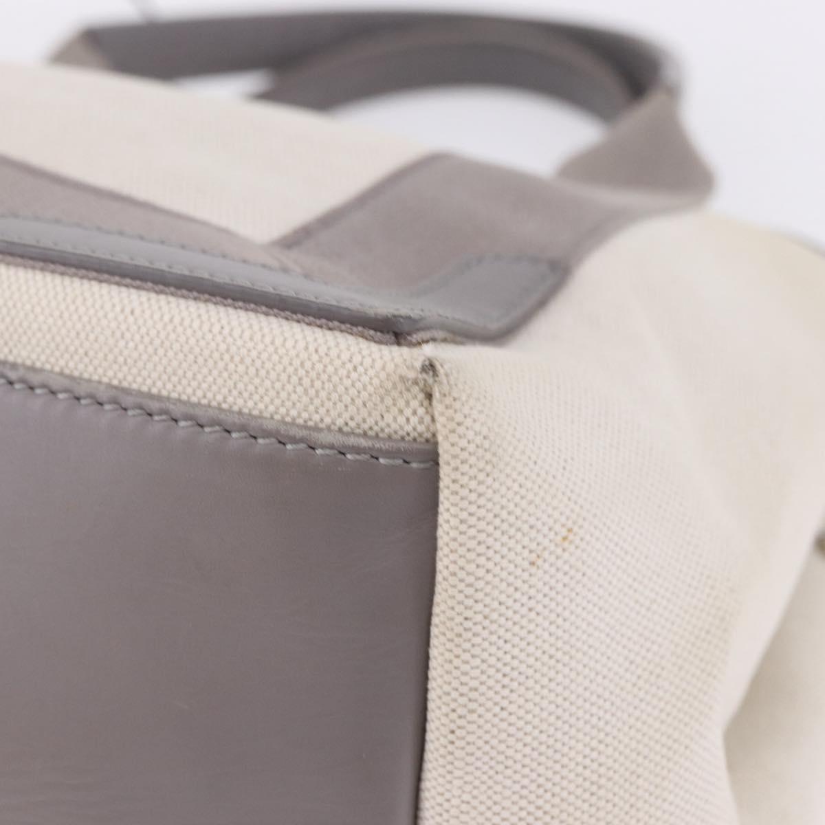 BALENCIAGA Navy Cabas XS Hand Bag Canvas White Silver 339933 Auth 196624