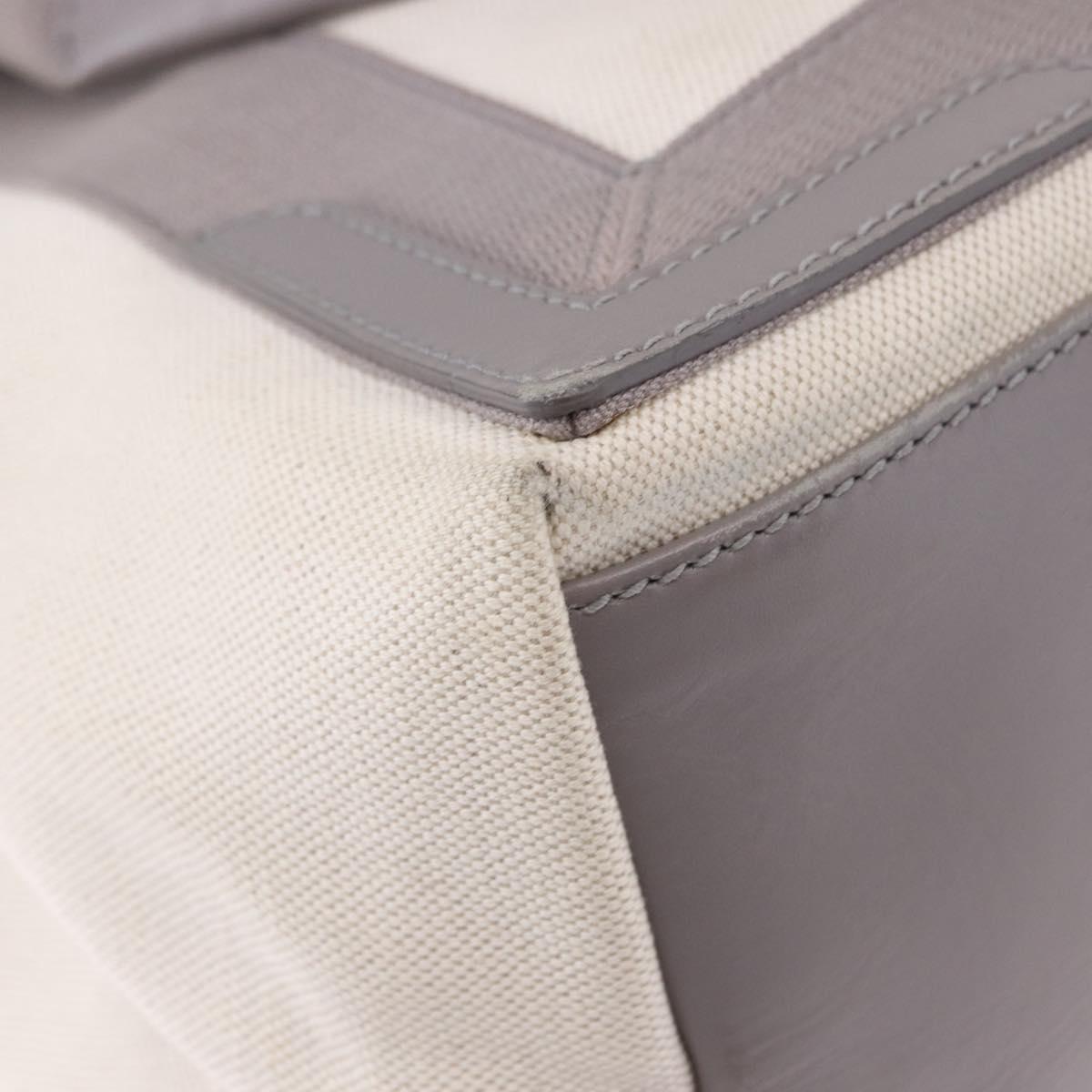 BALENCIAGA Navy Cabas XS Hand Bag Canvas White Silver 339933 Auth 196624