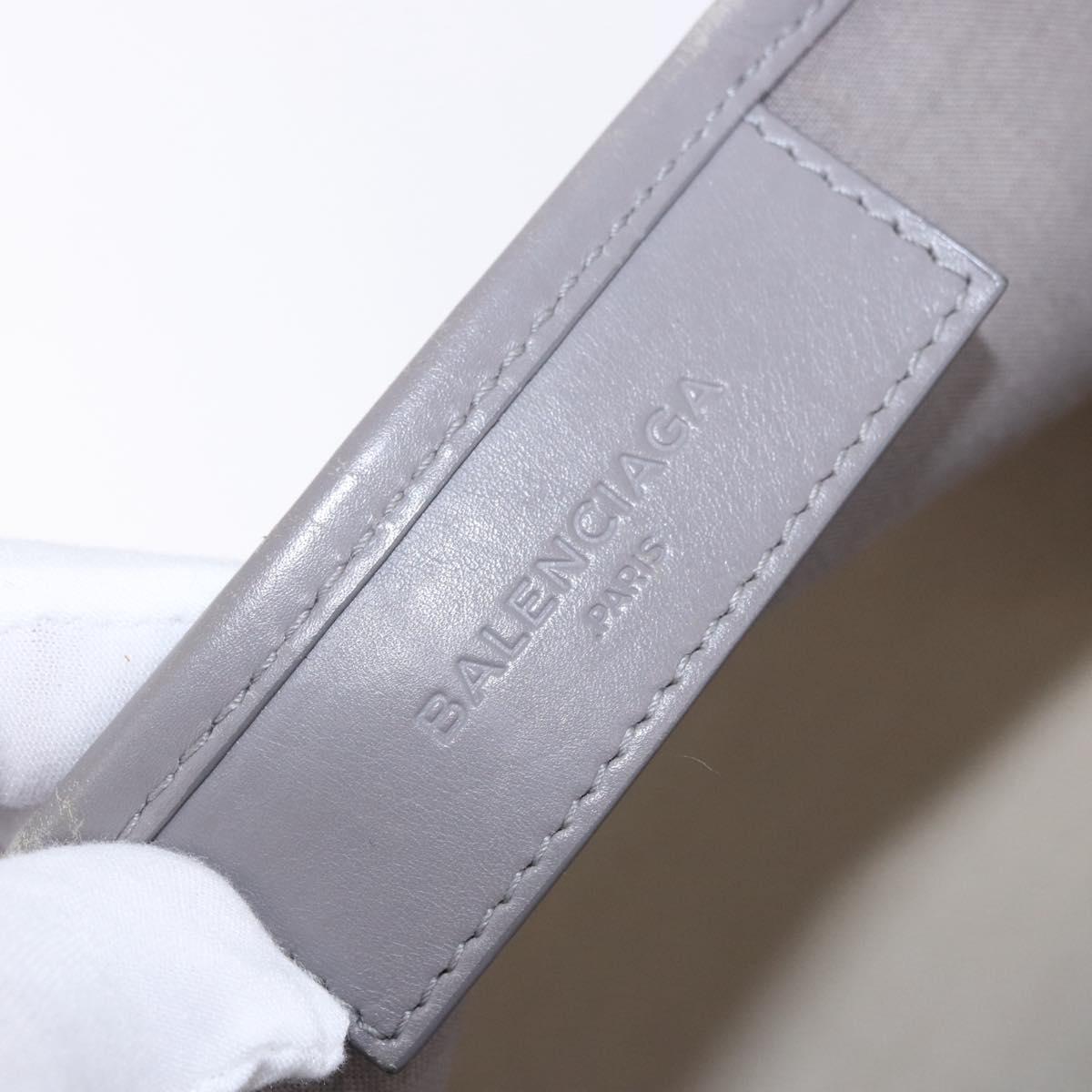 BALENCIAGA Navy Cabas XS Hand Bag Canvas White Silver 339933 Auth 196624