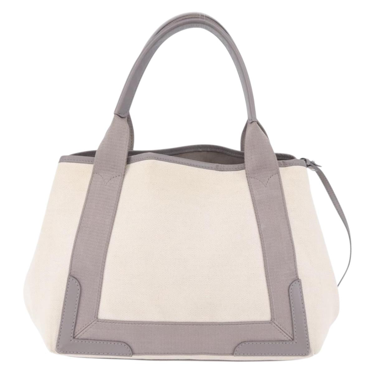 BALENCIAGA Navy Cabas XS Hand Bag Canvas White Silver 339933 Auth 196624