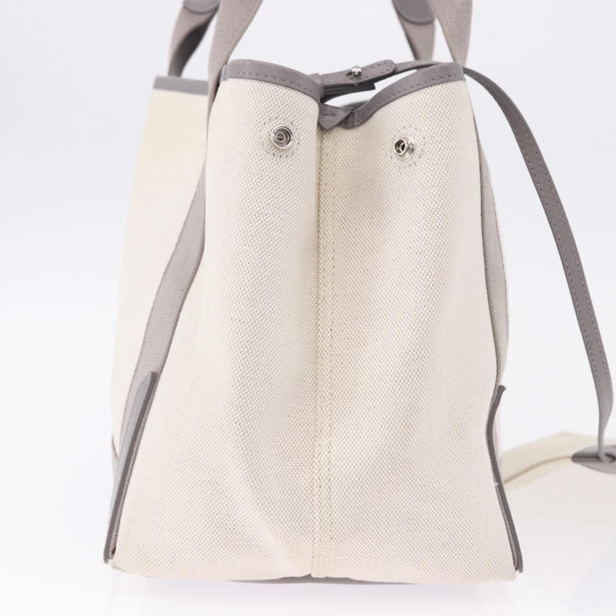 BALENCIAGA Navy Cabas XS Hand Bag Canvas White Silver 339933 Auth 196624
