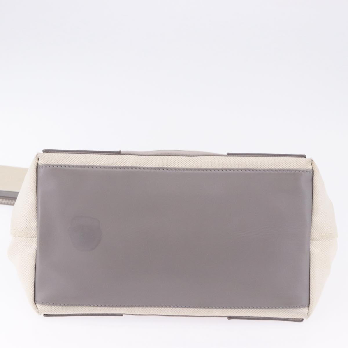 BALENCIAGA Navy Cabas XS Hand Bag Canvas White Silver 339933 Auth 196624