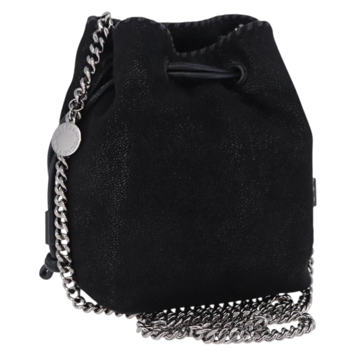 Stella MacCartney Chain Shoulder Bag Polyester Black Silver Auth 196625A