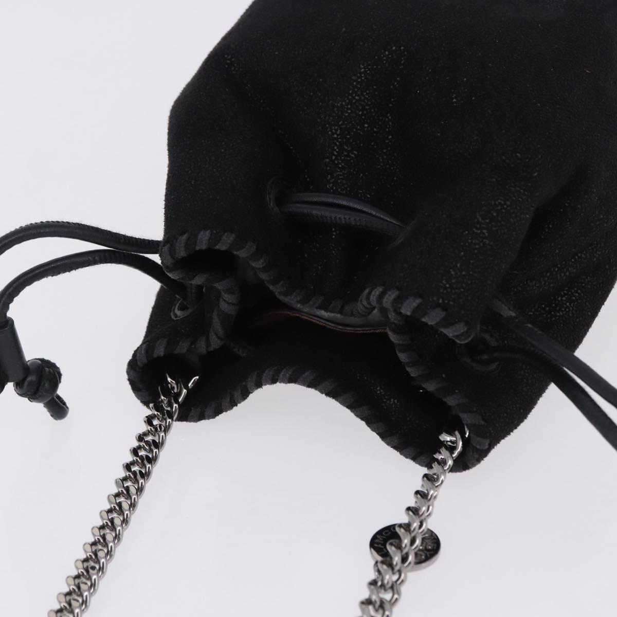 Stella MacCartney Chain Shoulder Bag Polyester Black Silver Auth 196625A
