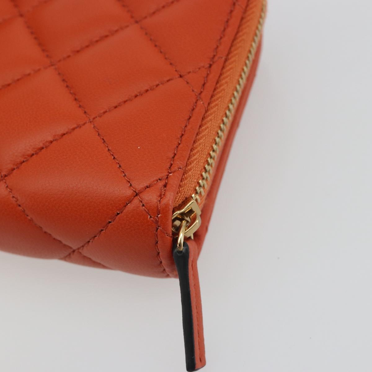 VERSACE Medusa Wallet Leather Orange Gold Auth 196627A
