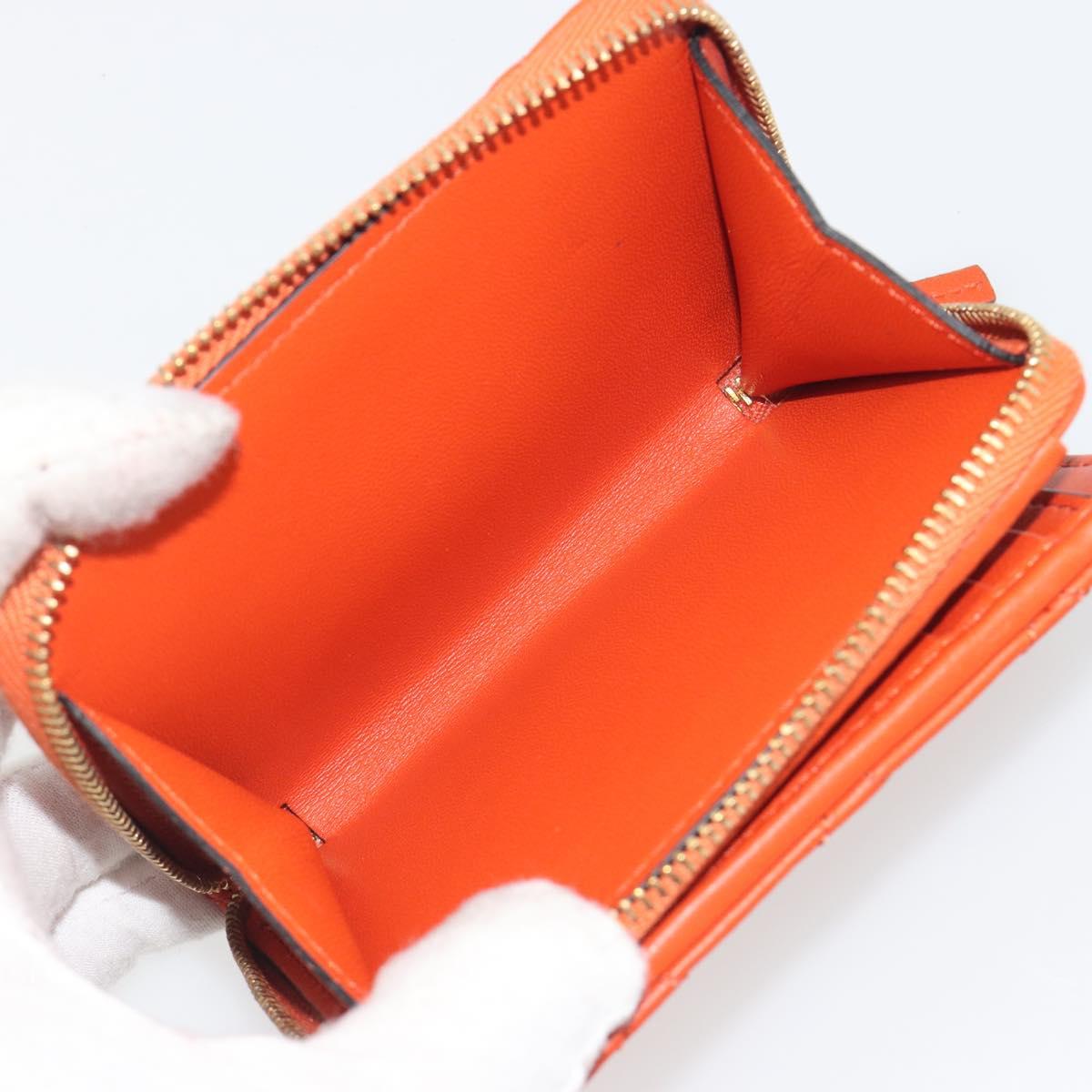VERSACE Medusa Wallet Leather Orange Gold Auth 196627A