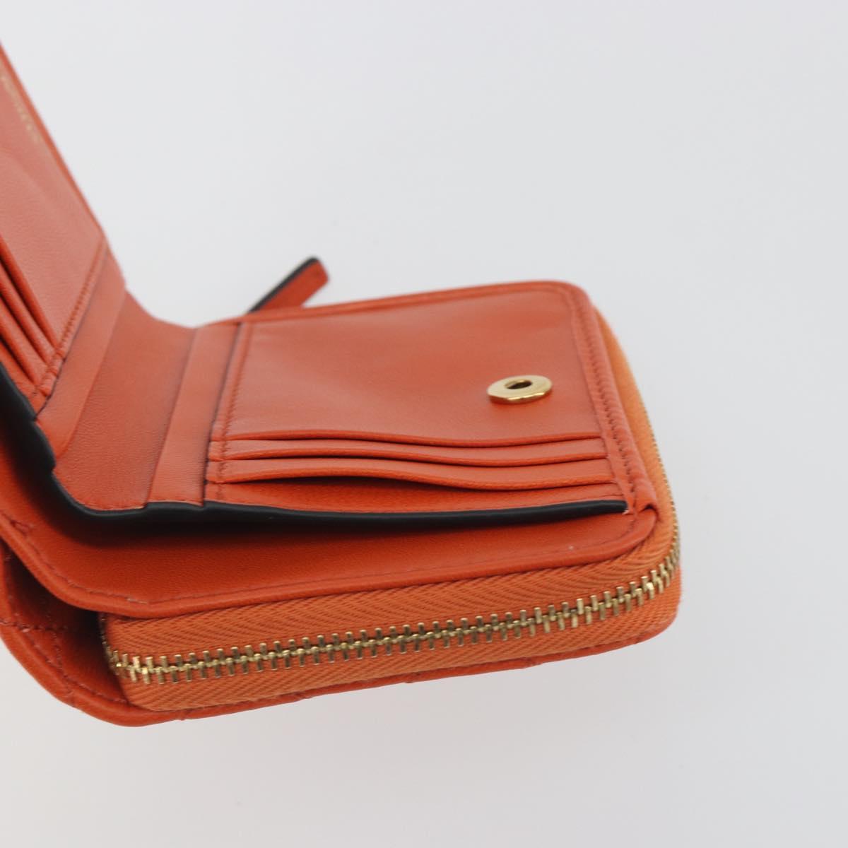 VERSACE Medusa Wallet Leather Orange Gold Auth 196627A