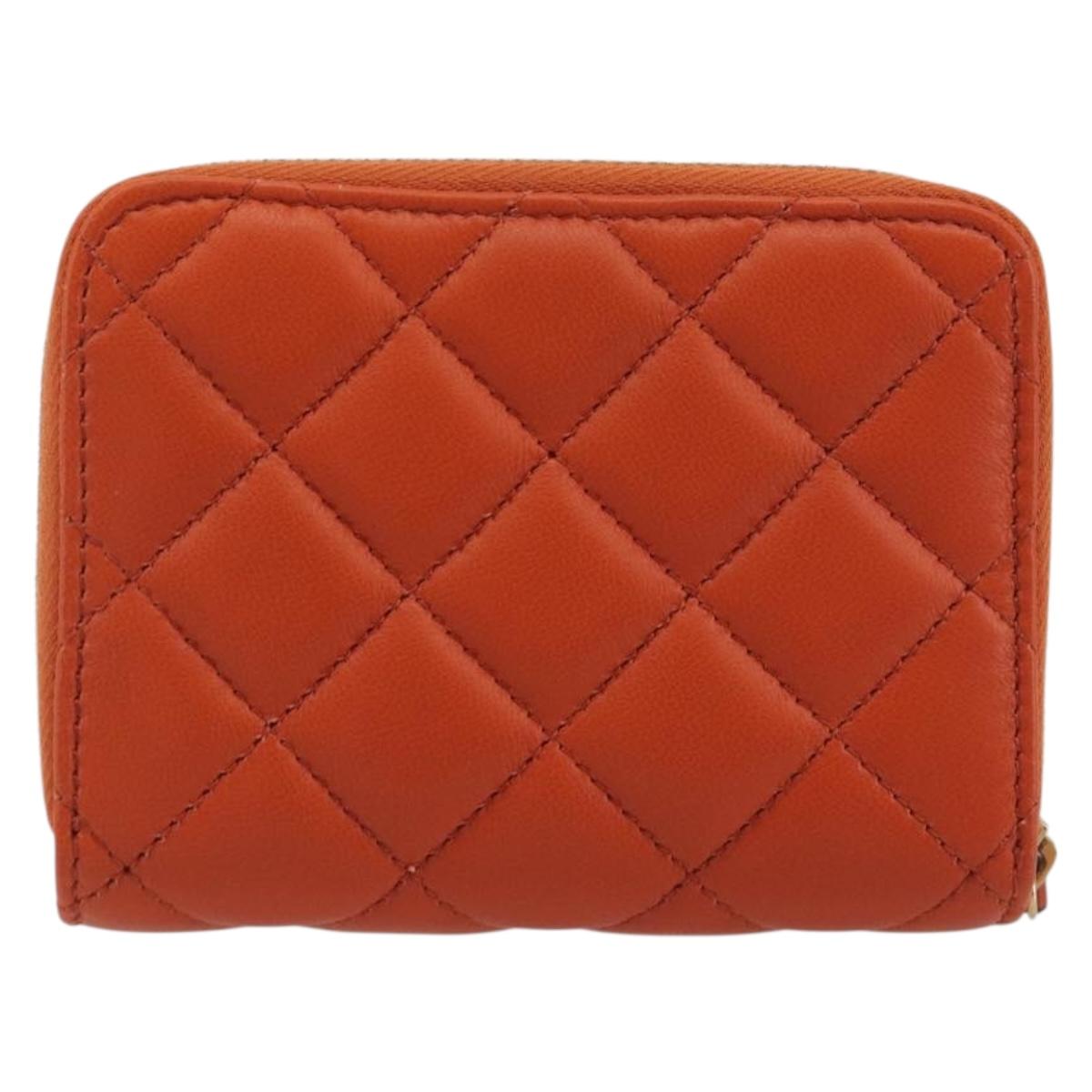 VERSACE Medusa Wallet Leather Orange Gold Auth 196627A