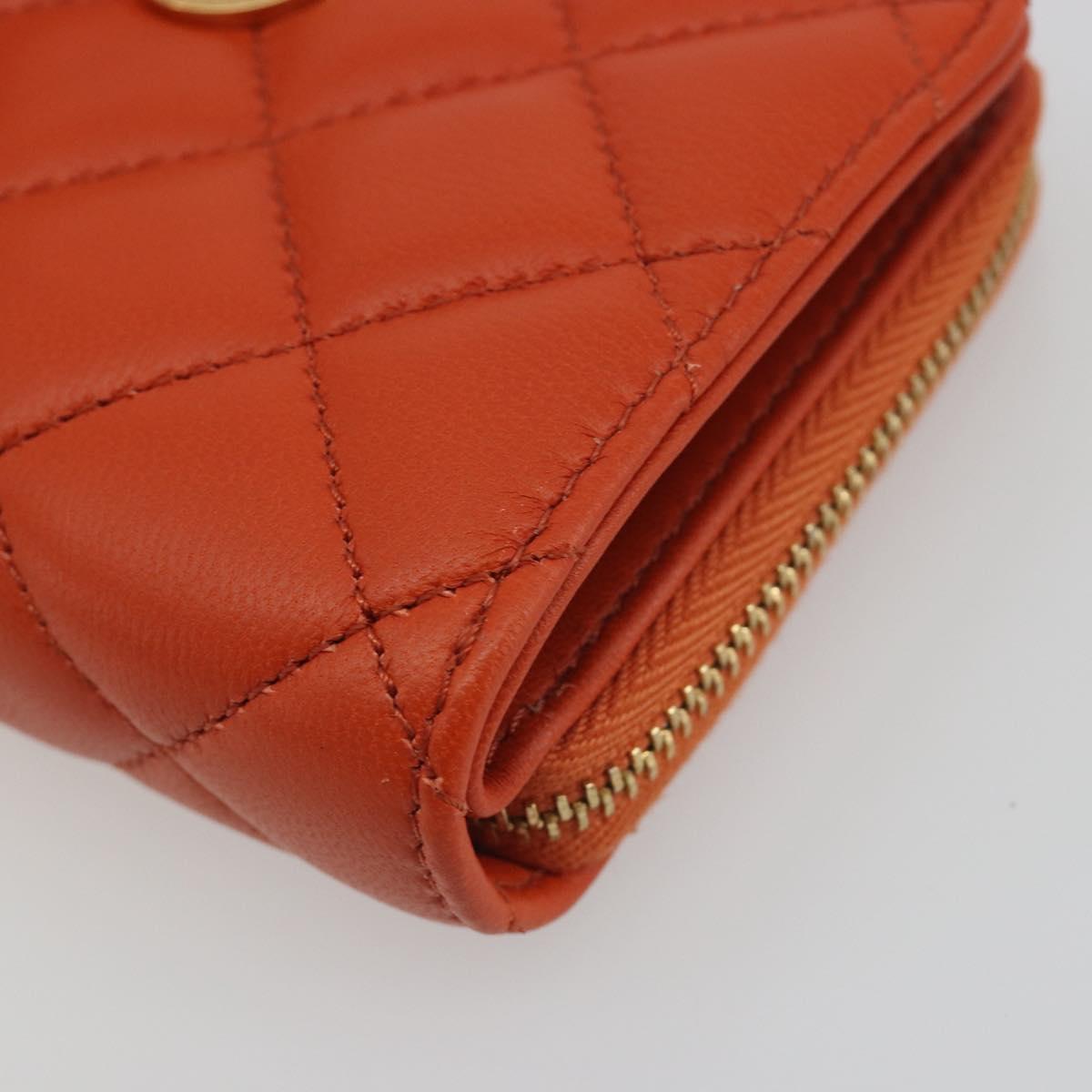 VERSACE Medusa Wallet Leather Orange Gold Auth 196627A