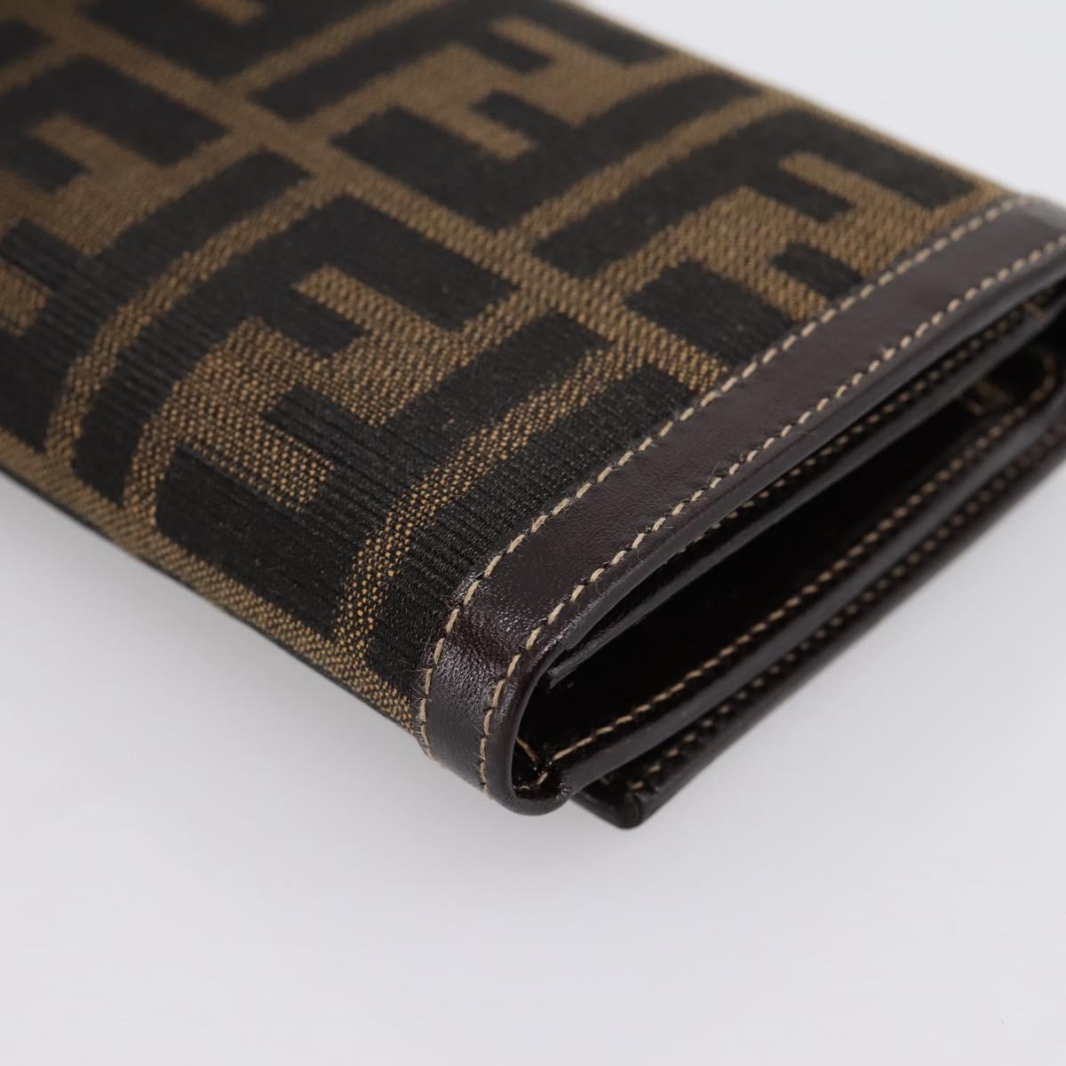 FENDI Zucca Canvas Bifold Wallet Black Brown Auth 196628V
