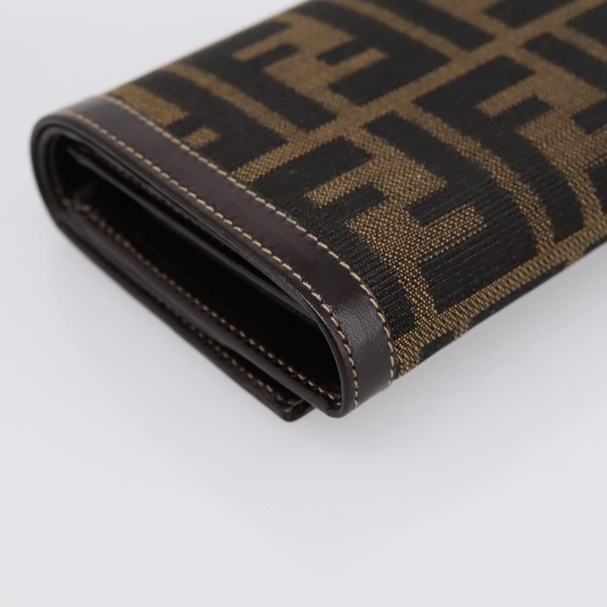 FENDI Zucca Canvas Bifold Wallet Black Brown Auth 196628V