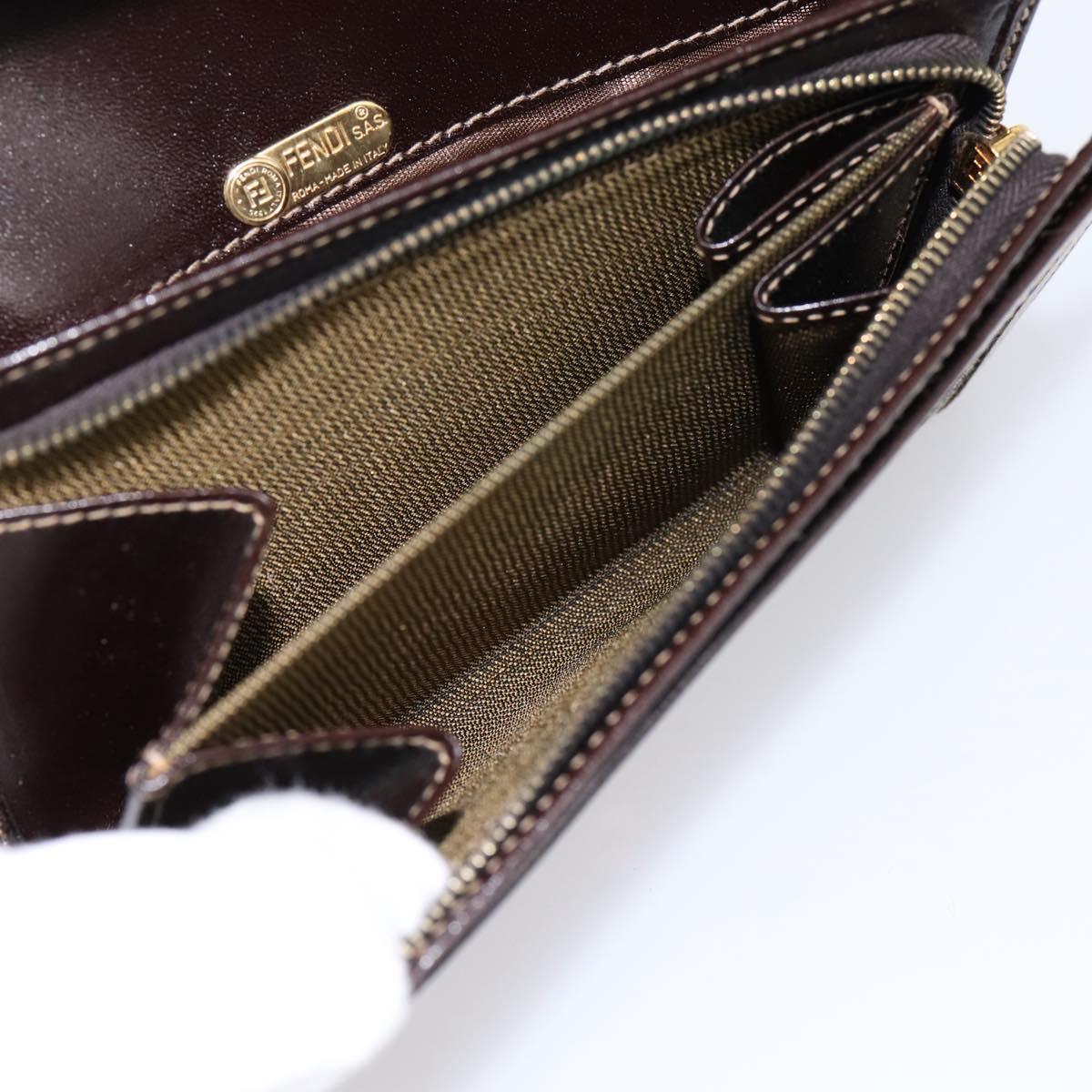 FENDI Zucca Canvas Bifold Wallet Black Brown Auth 196628V