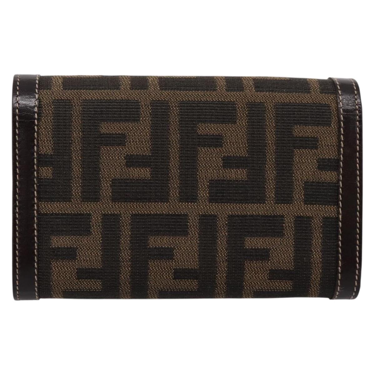 FENDI Zucca Canvas Bifold Wallet Black Brown Auth 196628V