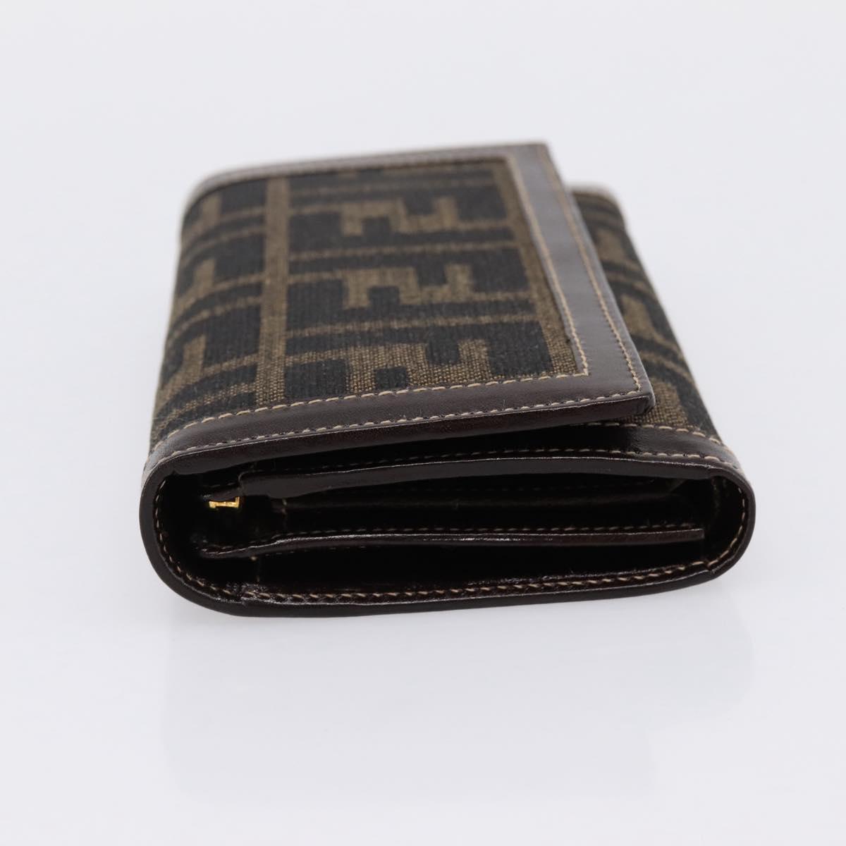 FENDI Zucca Canvas Bifold Wallet Black Brown Auth 196628V